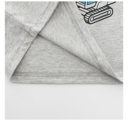 MyKids-USA® Boys’ Cartoon and Letters Pattern Grey T-shirt in European and American Style