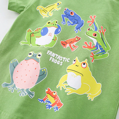 MyKids-USA® Boys’ Cartoon Frogs Pattern T-shirt in European and American Style