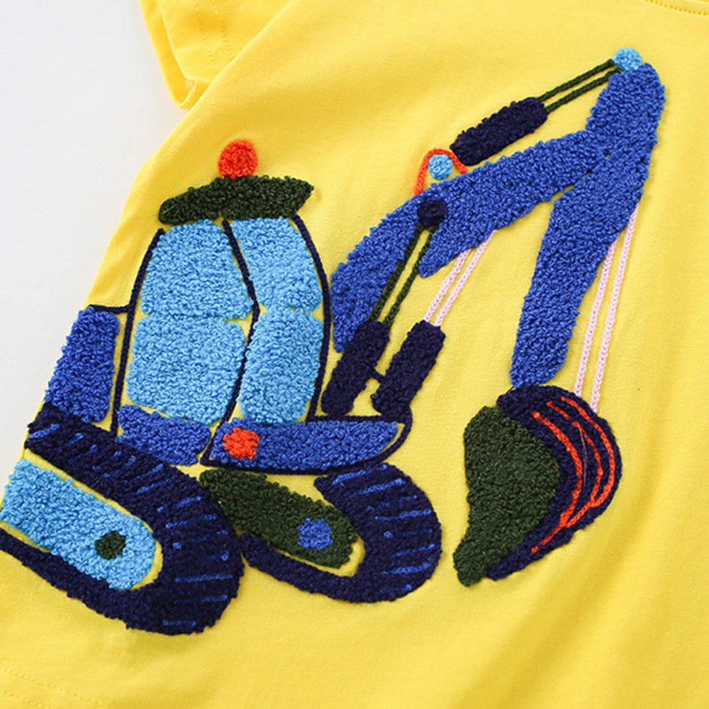 MyKids-USA® Summer Boys’ Fluffy Embroidery Pattern T-shirt in European and American Style