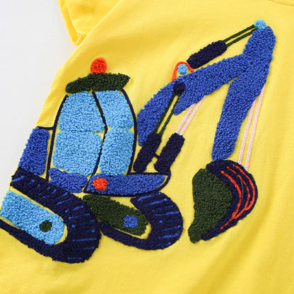 MyKids-USA® Summer Boys’ Fluffy Embroidery Pattern T-shirt in European and American Style