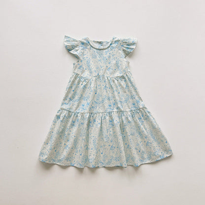 MyKids-USA® Baby Girls Fly Sleeves Flowers Pattern Dress