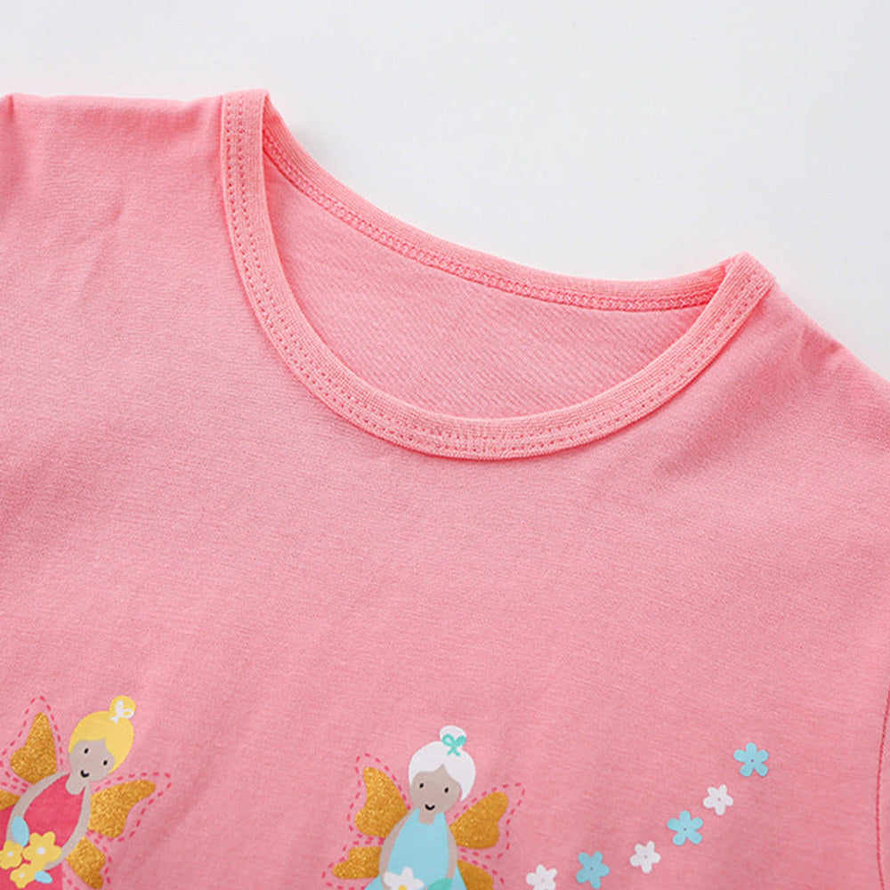 MyKids-USA® Girls’ Princess Cartoon Pattern T-shirt in European and American Style
