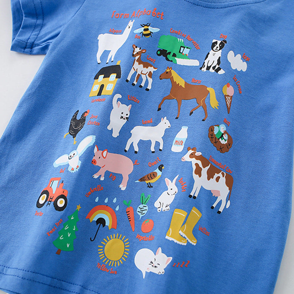MyKids-USA® Summer Boys’ Animals Cartoon and Letters Pattern T-shirt