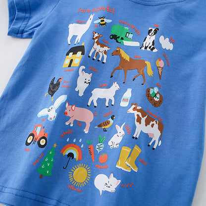MyKids-USA® Summer Boys’ Animals Cartoon and Letters Pattern T-shirt