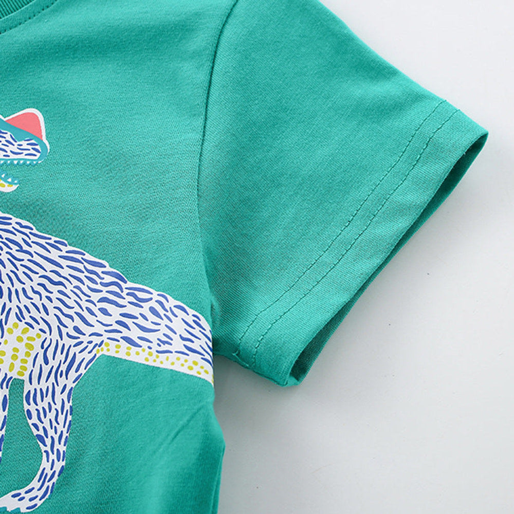 MyKids-USA® Boys’ Green Animals Pattern T-shirt
