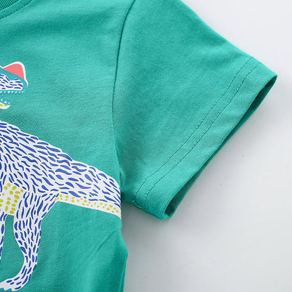 MyKids-USA® Boys’ Green Animals Pattern T-shirt