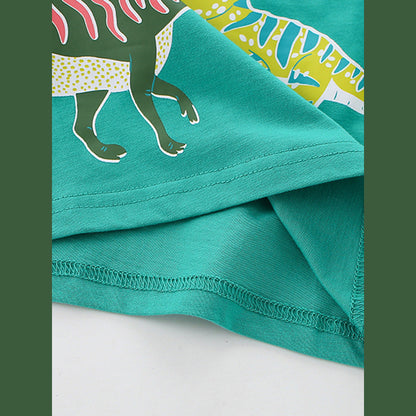 MyKids-USA® Boys’ Green Animals Pattern T-shirt