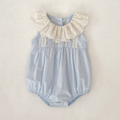 MyKids-USA® Girls Flowers Pattern Lace Trim Onesies and Dress – Princess Sister Matching Set