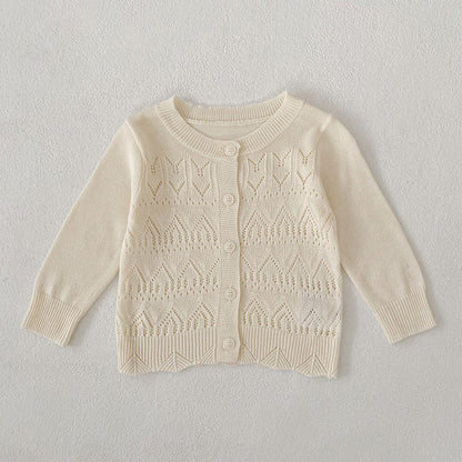 MyKids-USA® Baby Unisex Comfortable Hollow-out Pattern Knitted Long Sleeves Knitted Top