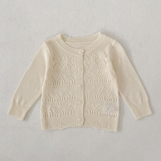 MyKids-USA® Baby Unisex Comfortable Hollow-out Pattern Knitted Long Sleeves Knitted Top