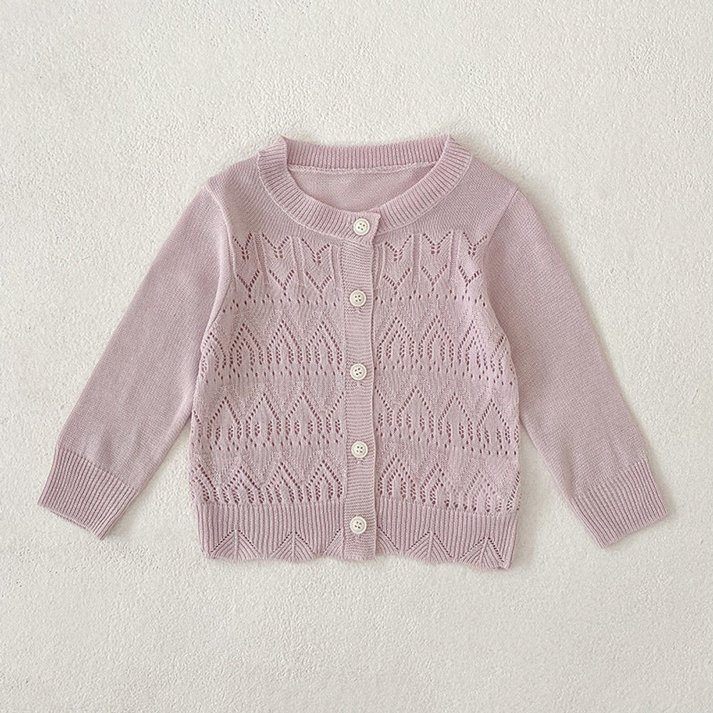 MyKids-USA® Baby Unisex Comfortable Hollow-out Pattern Knitted Long Sleeves Knitted Top