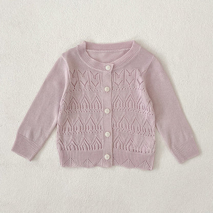 MyKids-USA® Baby Unisex Comfortable Hollow-out Pattern Knitted Long Sleeves Knitted Top