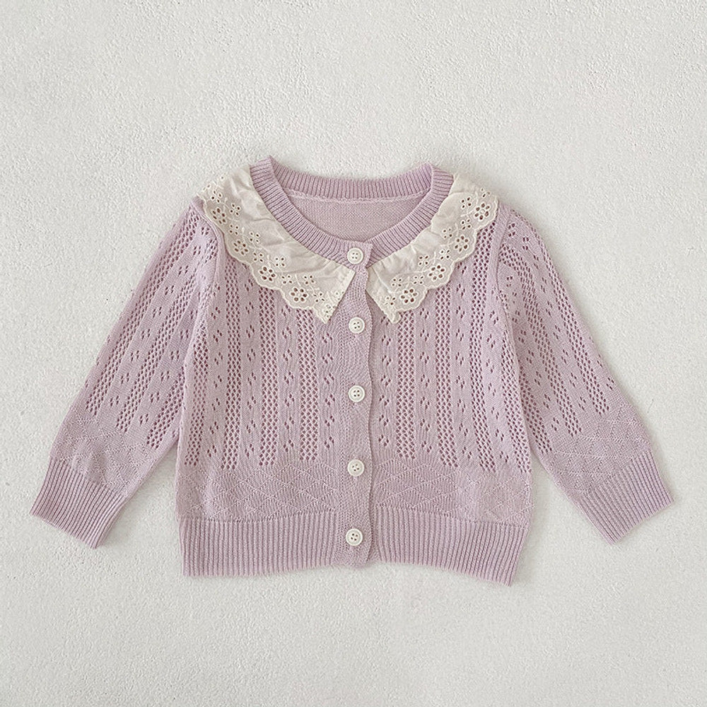 MyKids-USA® Baby Unisex Comfortable Hollow-out Striped Pattern Knitted Long Sleeves Knitted Top