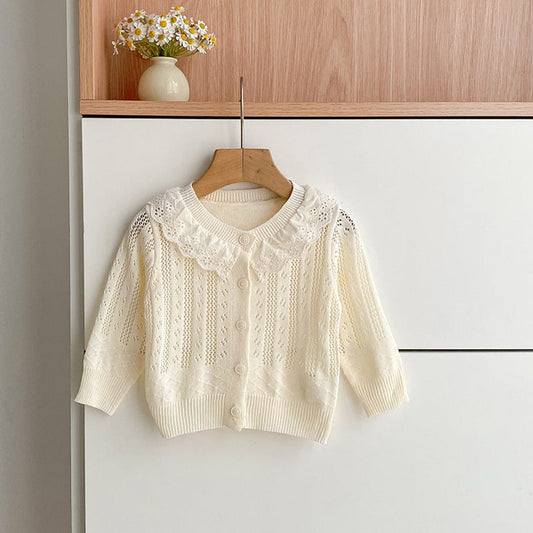 MyKids-USA® Baby Unisex Comfortable Hollow-out Striped Pattern Knitted Long Sleeves Knitted Top