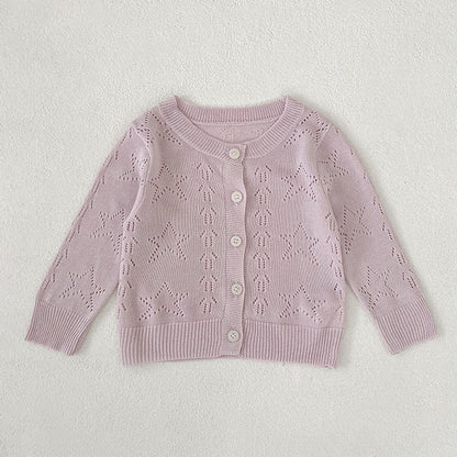 MyKids-USA® Baby Unisex Comfortable Hollow-out Stars Pattern Knitted Long Sleeves Knitted Top