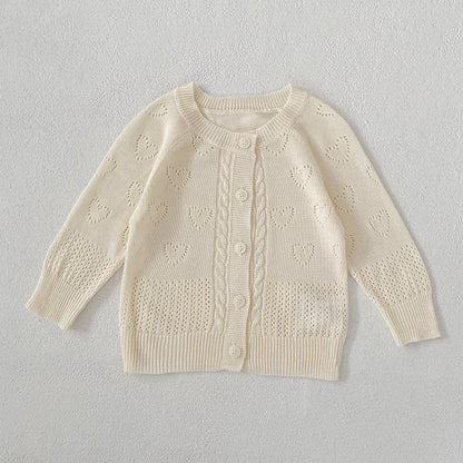 MyKids-USA® Baby Unisex Comfortable Hollow-out Hearts Pattern Knitted Long Sleeves Top