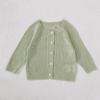 MyKids-USA® Baby Unisex Comfortable Hollow-out Hearts Pattern Knitted Long Sleeves Top