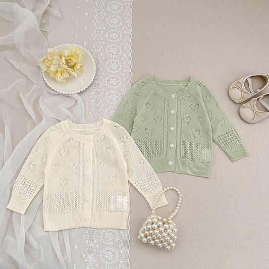 MyKids-USA® Baby Unisex Comfortable Hollow-out Hearts Pattern Knitted Long Sleeves Top