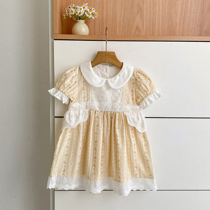 MyKids-USA® Flowers Pattern Color Patchwork Baby Kids Girls Onesies and Dress – Princess Sister Matching Set