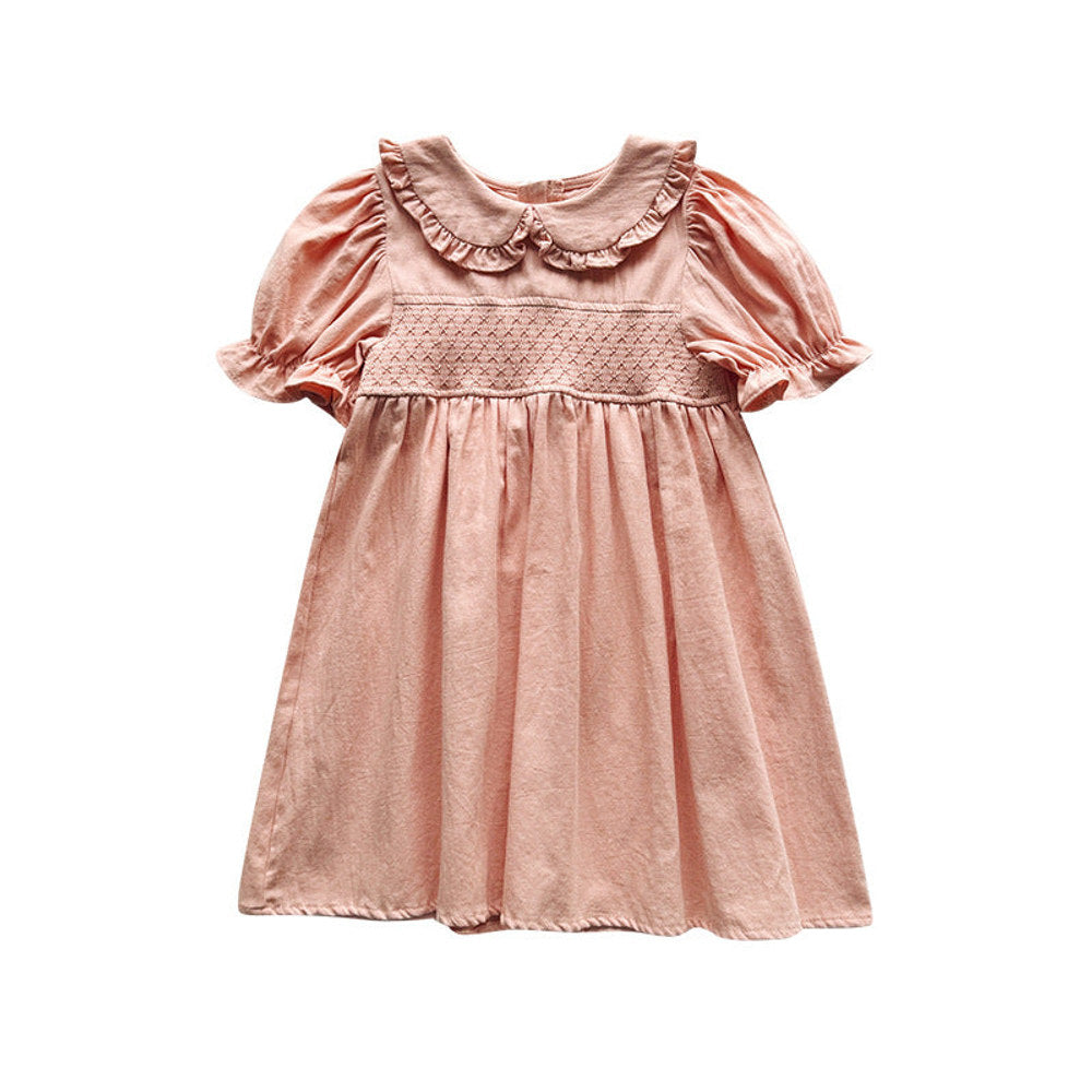 MyKids-USA® Baby Girls Short Sleeves Argyle Pattern Plain Dress