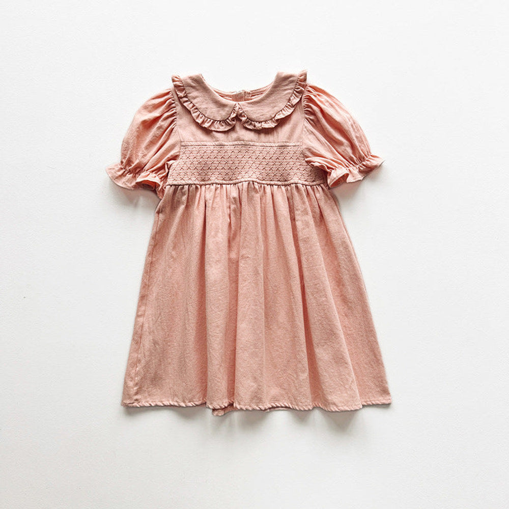 MyKids-USA® Baby Girls Short Sleeves Argyle Pattern Plain Dress