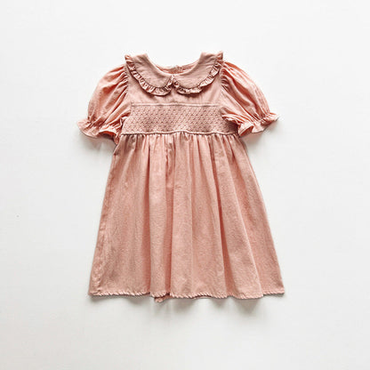 MyKids-USA® Baby Girls Short Sleeves Argyle Pattern Plain Dress