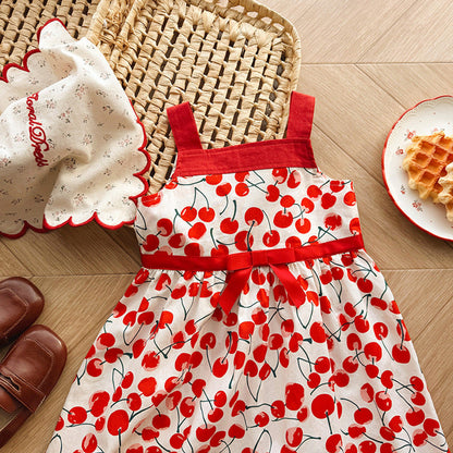 MyKids-USA® Baby Girls Sleeveless Cherry Pattern Strap Dress