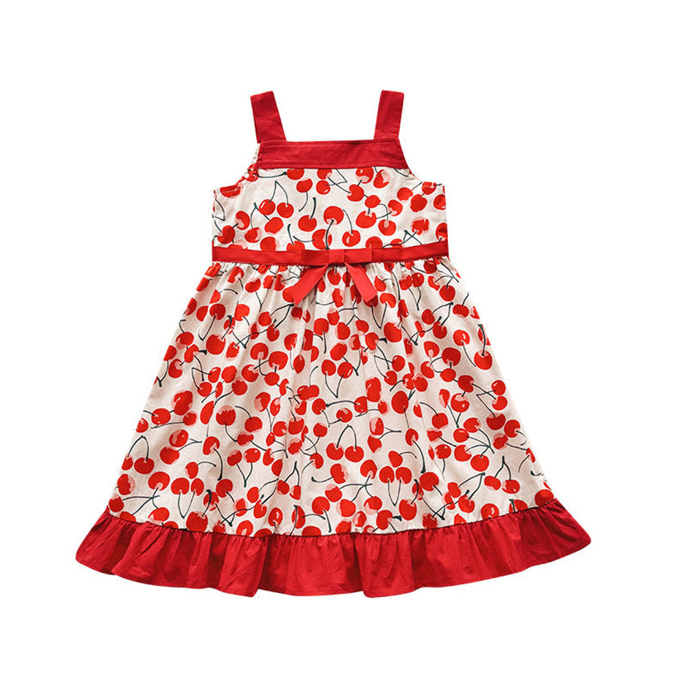 MyKids-USA® Baby Girls Sleeveless Cherry Pattern Strap Dress
