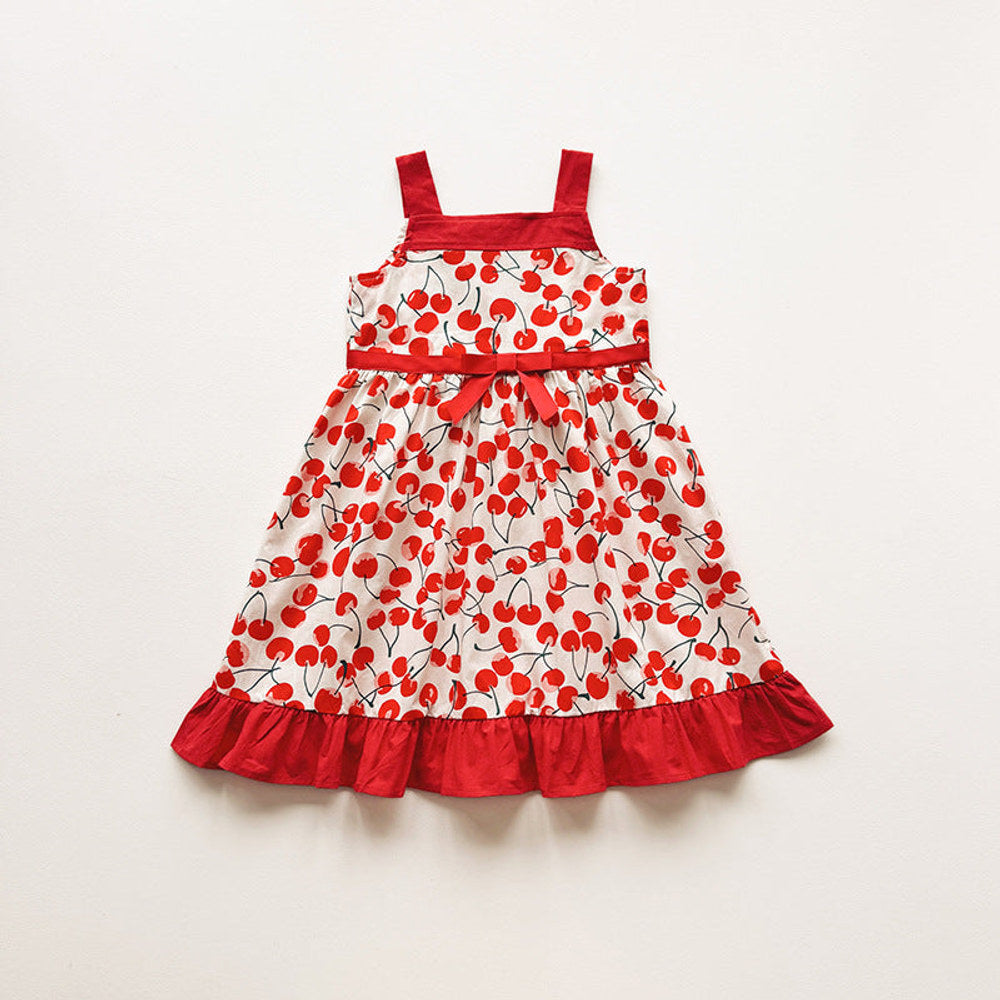 MyKids-USA® Baby Girls Sleeveless Cherry Pattern Strap Dress