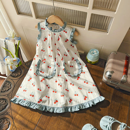 MyKids-USA® Baby Girls Sleeveless Cherry Pattern Dress