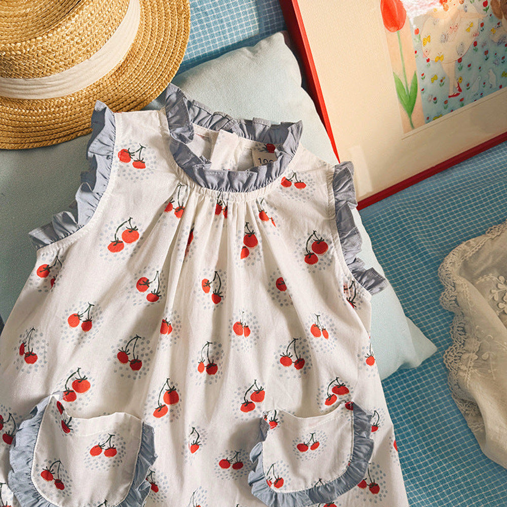MyKids-USA® Baby Girls Sleeveless Cherry Pattern Dress