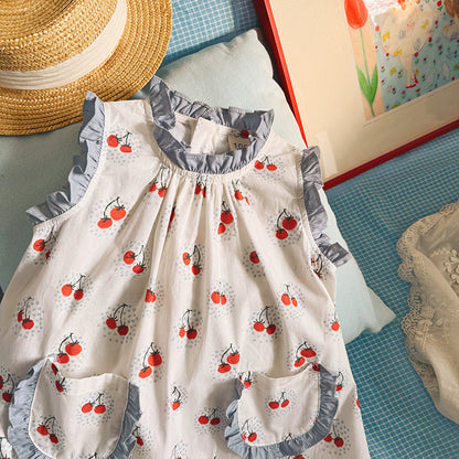 MyKids-USA® Baby Girls Sleeveless Cherry Pattern Dress