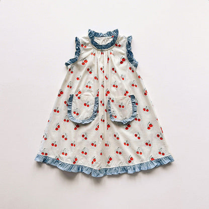 MyKids-USA® Baby Girls Sleeveless Cherry Pattern Dress