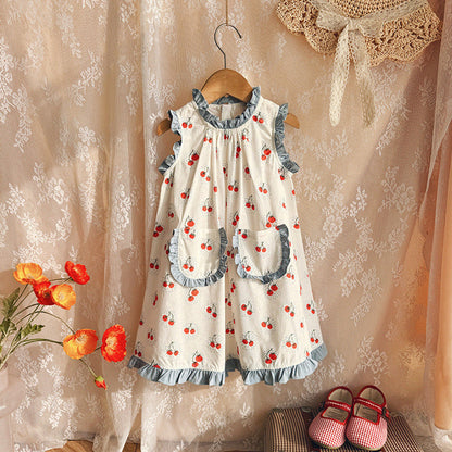 MyKids-USA® Baby Girls Sleeveless Cherry Pattern Dress