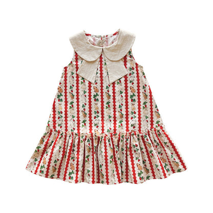 MyKids-USA® Baby Girls Sleeveless Rabbit and Fruits Pattern Dress