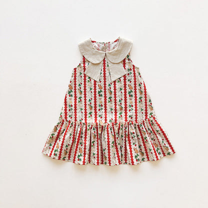 MyKids-USA® Baby Girls Sleeveless Rabbit and Fruits Pattern Dress