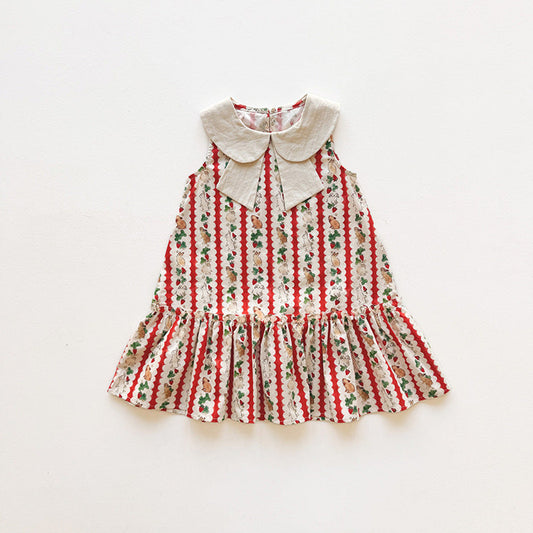 MyKids-USA® Baby Girls Sleeveless Rabbit and Fruits Pattern Dress