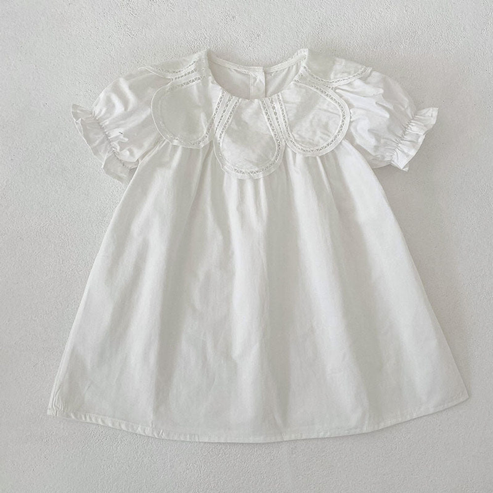 MyKids-USA® Design Girls Hollow Out Flower Collar Sleeveless Onesies and Short Sleeves Dress – Sister Matching Clothing Set