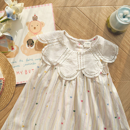 MyKids-USA® Baby Girls Sleeveless Striped and Hearts Pattern Dress
