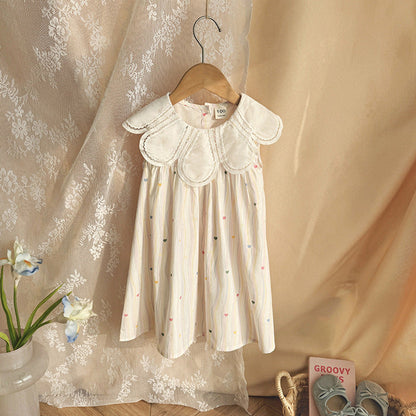 MyKids-USA® Baby Girls Sleeveless Striped and Hearts Pattern Dress