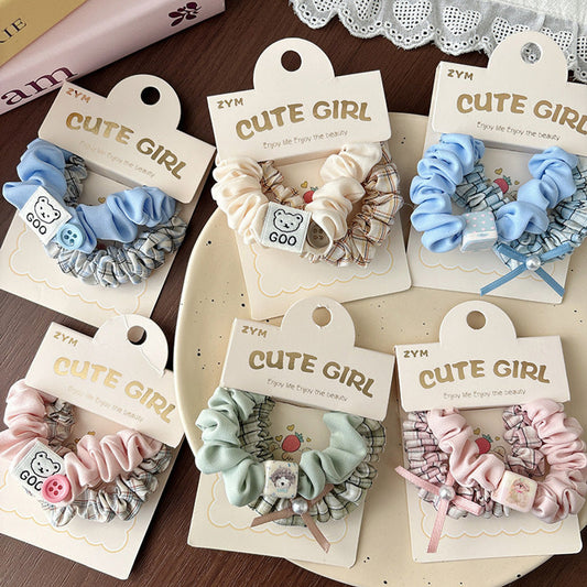 MyKids-USA® Plaid Pattern Color Patchwork Big Hair Ties