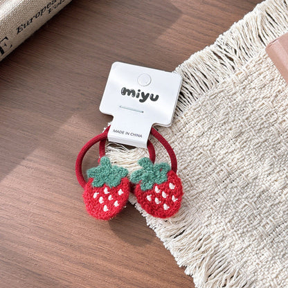 MyKids-USA® Collection of 2 Cute Cartoon and Fruits Pattern Hair Clips or Hair Ties