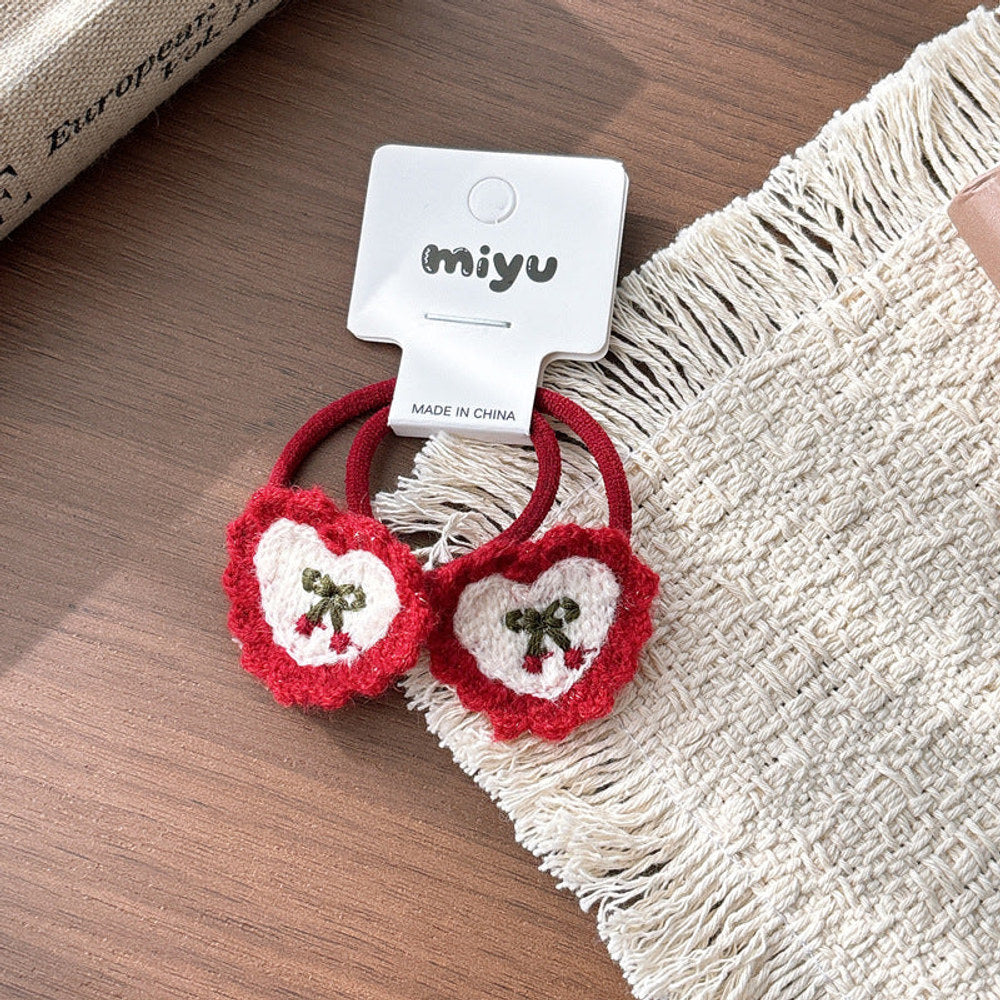 MyKids-USA® Collection of 2 Cute Cartoon and Fruits Pattern Hair Clips or Hair Ties