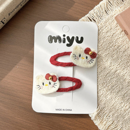 MyKids-USA® Collection of 2 Cute Cartoon and Fruits Pattern Hair Clips or Hair Ties