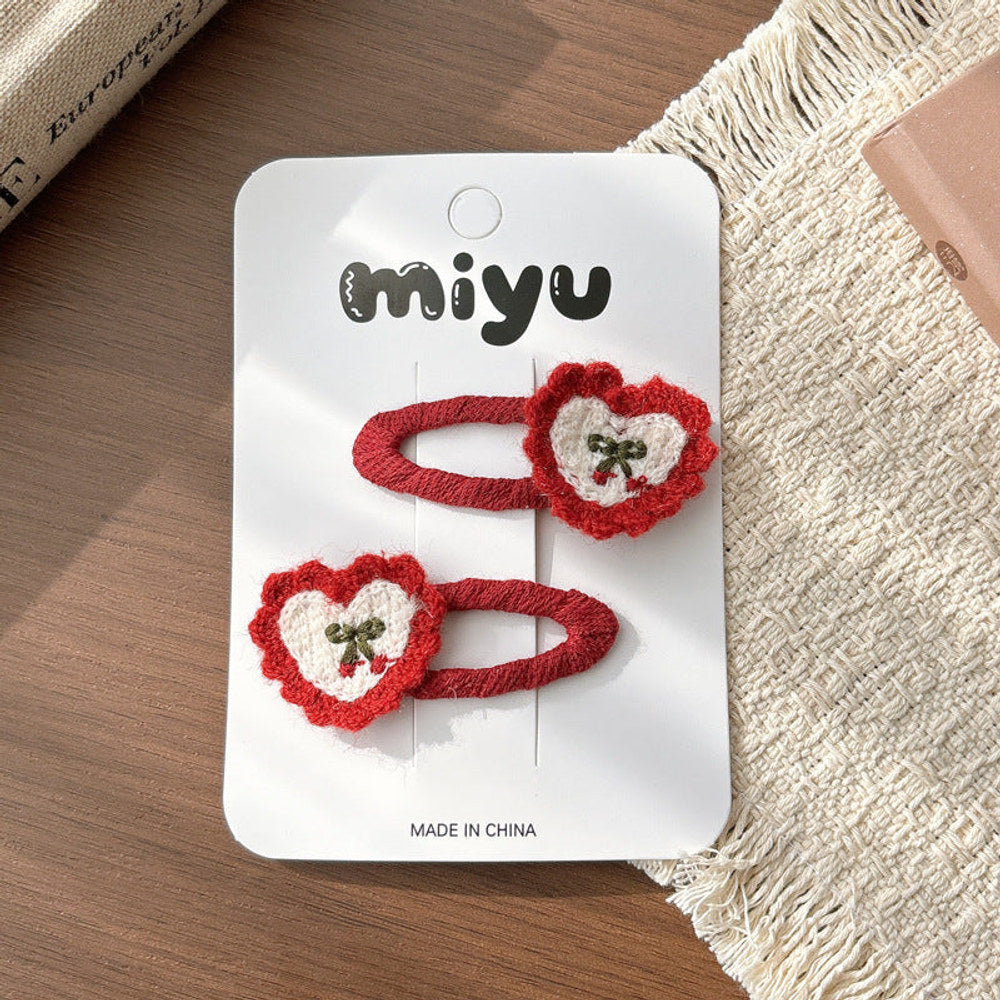 MyKids-USA® Collection of 2 Cute Cartoon and Fruits Pattern Hair Clips or Hair Ties