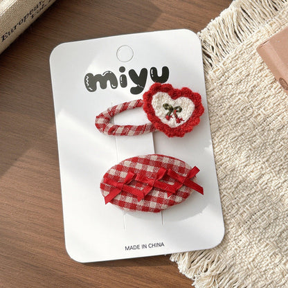 MyKids-USA® Collection of 2 Cute Cartoon and Fruits Pattern Hair Clips or Hair Ties