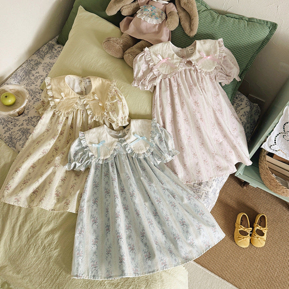 MyKids-USA® Baby Girls Short Sleeves Floral Pattern Dress