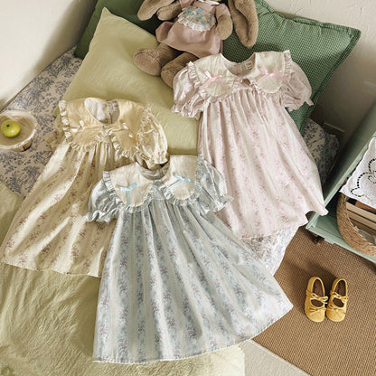 MyKids-USA® Baby Girls Short Sleeves Floral Pattern Dress