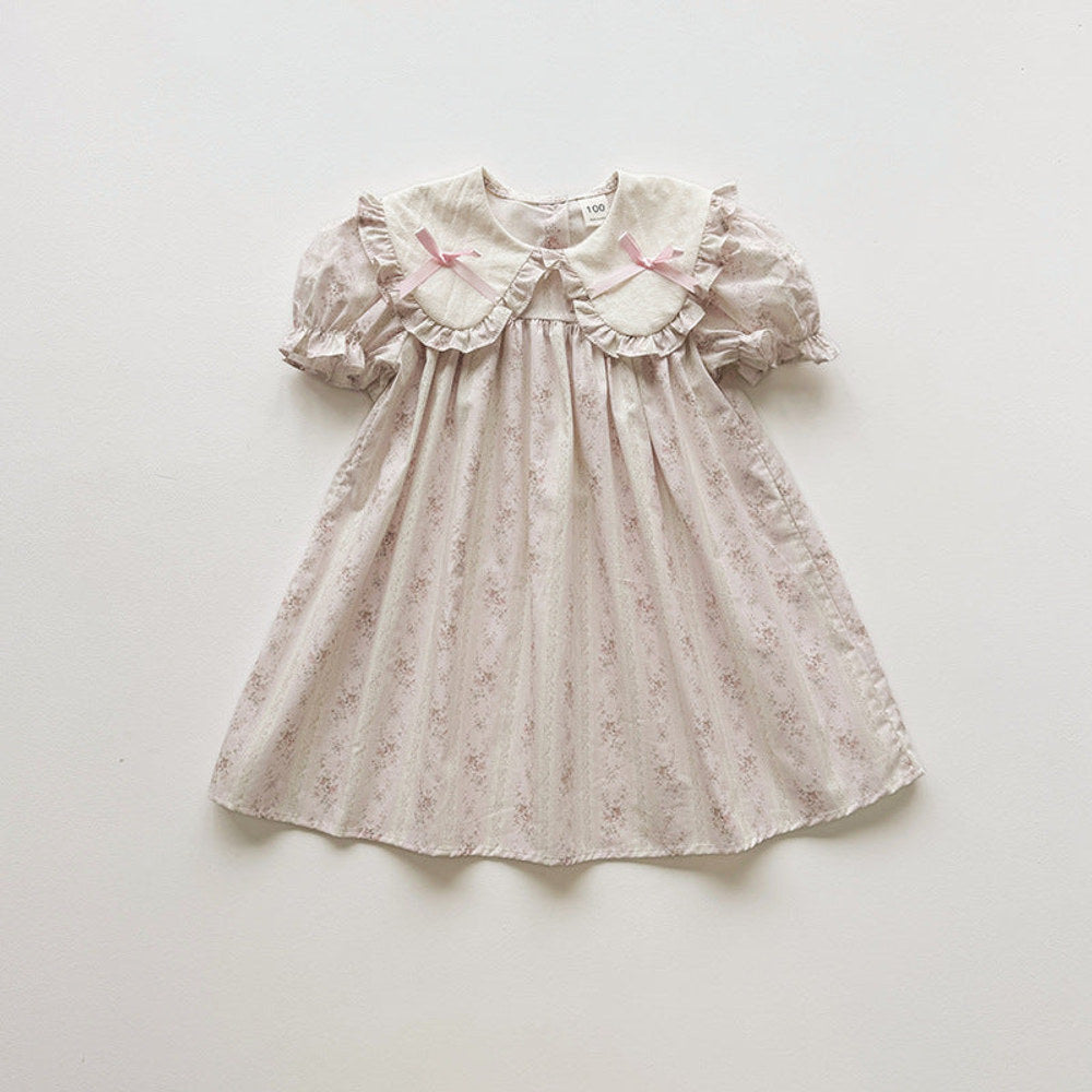MyKids-USA® Baby Girls Short Sleeves Floral Pattern Dress