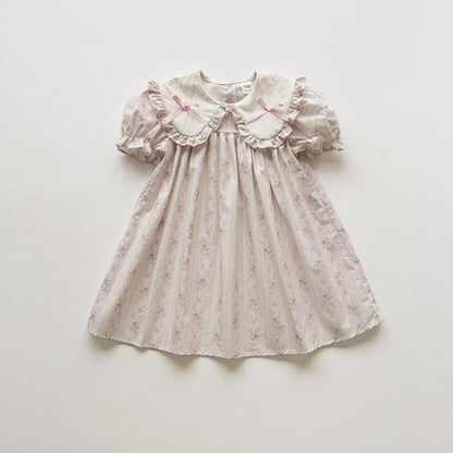 MyKids-USA® Baby Girls Short Sleeves Floral Pattern Dress